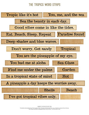 The Tropics printable assorted word strips