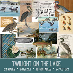 Vintage Twilight on the Lake ephemera bundle