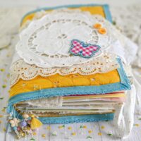 Blue and yellow junk journal cover