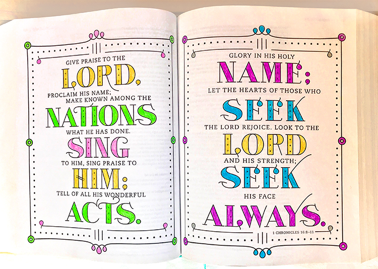 2 page spread Bible art lettering