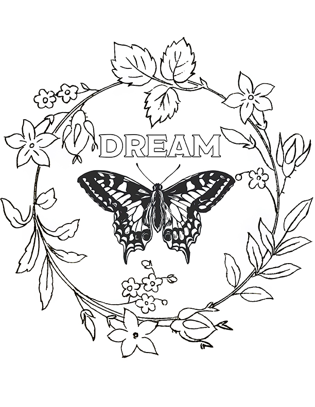 Butterfly Wreath Coloring Page