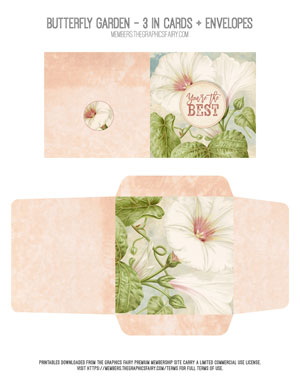 vintage Butterfly Garden 3 inch card and envelope