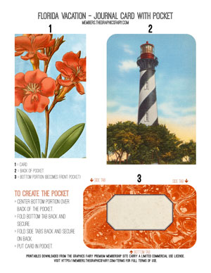 Florida Vacation Printable Journal Card with Pocket