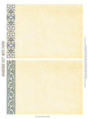 assorted Arabesque Designs 5x7 printable note paper