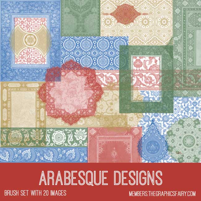 vintage Arabesque Designs ephemera brush set