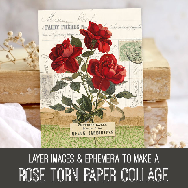 Rose Torn Paper Collage Photoshop Elements Tutorial