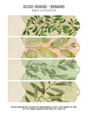 Delicate Branches assorted printble bookmarks