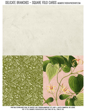 Delicate Branches printable square fold cards
