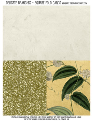 Delicate Branches printable Square Fold Cards