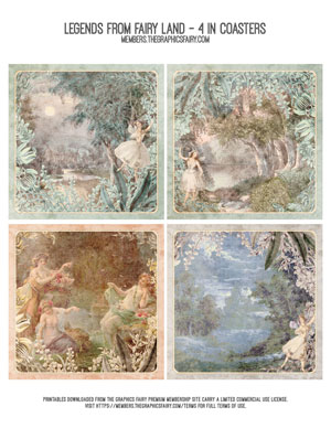Legends from Fairy Land printable assorted 4 inch coasters