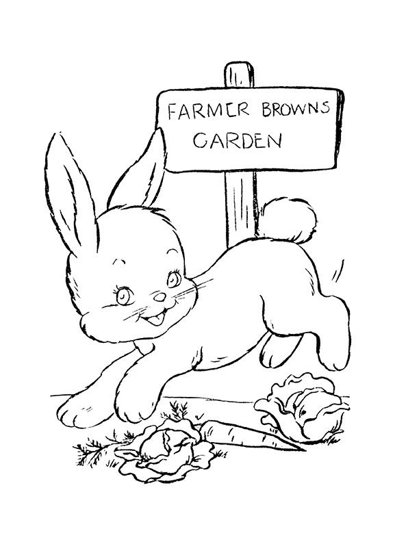 Garden Bunny Coloring Page