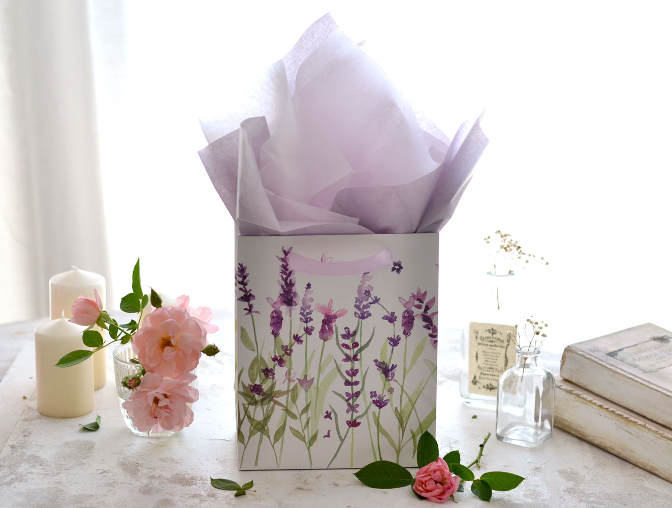 purple tissue with lavender bag