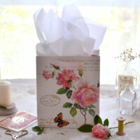 white tissue with rose bag