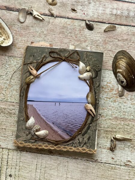 Junk journal cover with seashells