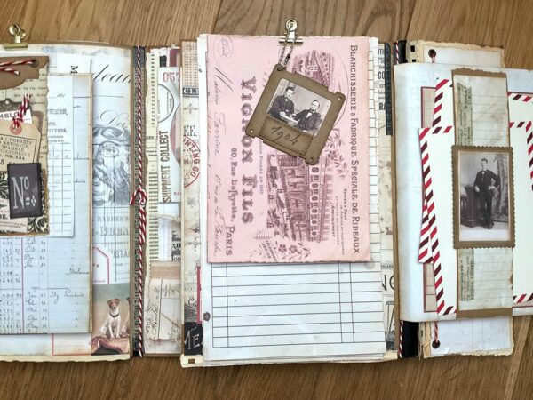 Junk journal spread with photo slide