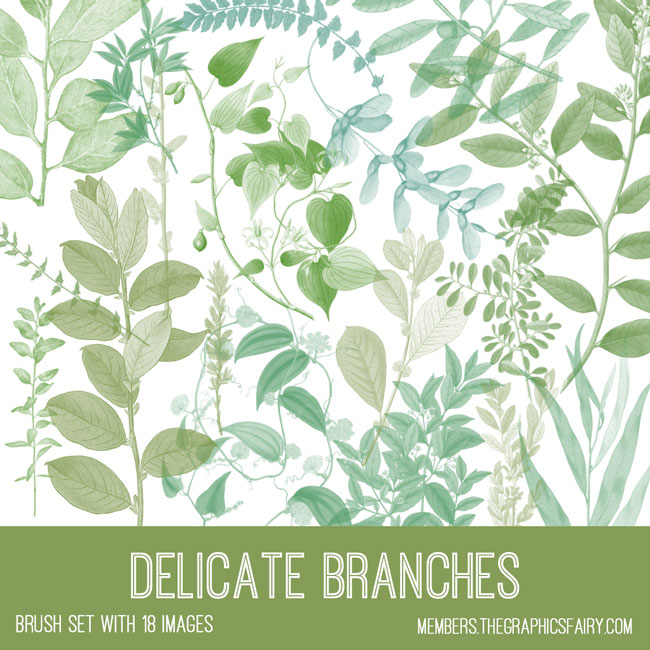 vintage Delicate Branches ephemera brush set