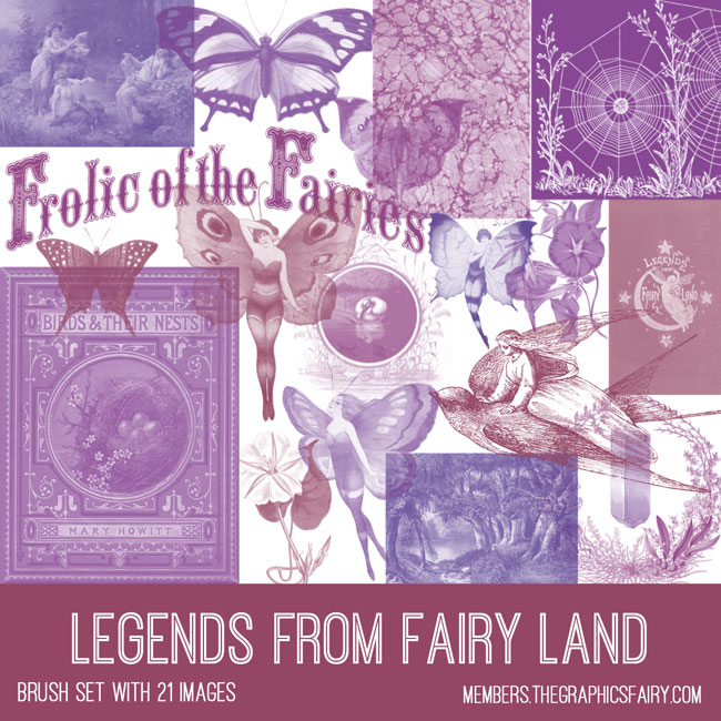 Vintage Legends from Fairy Land Ephemera Brush Set