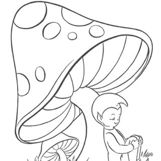 Mushroom with Elf Coloring Sheet