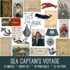 Vintage Sea Captain's Voyage Ephemera Bundle