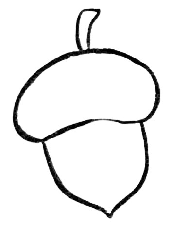 Easy How to Draw an Acorn Tutorial and Acorn Coloring Page