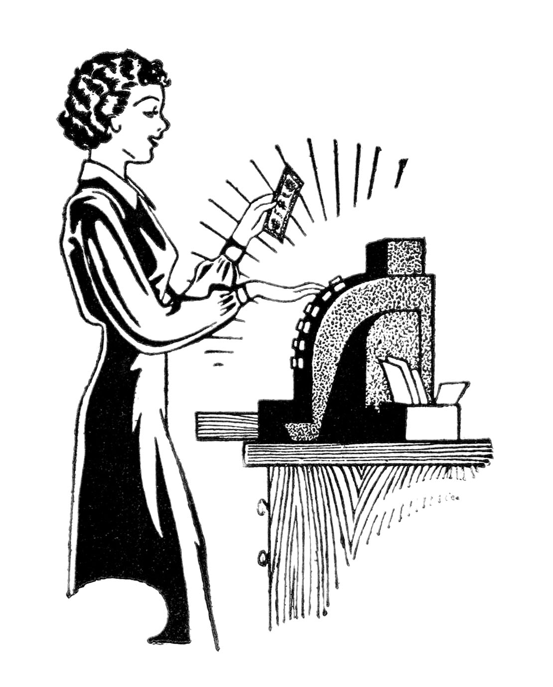 Lady with Cash Register Clipart