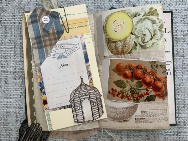 Junk journal spread with seed packets