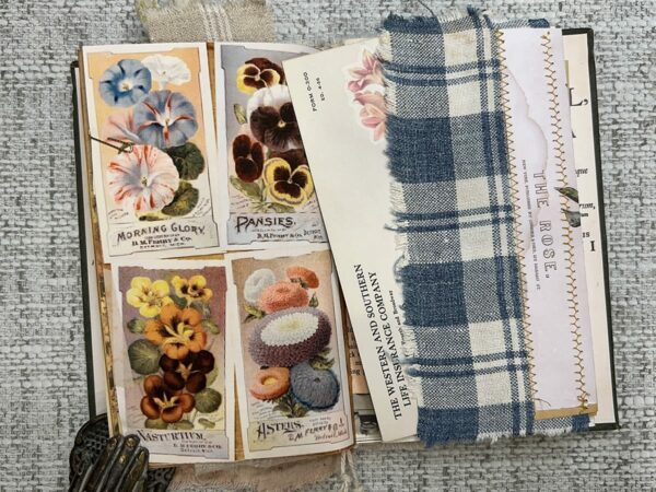 Junk journal spread with seed packets