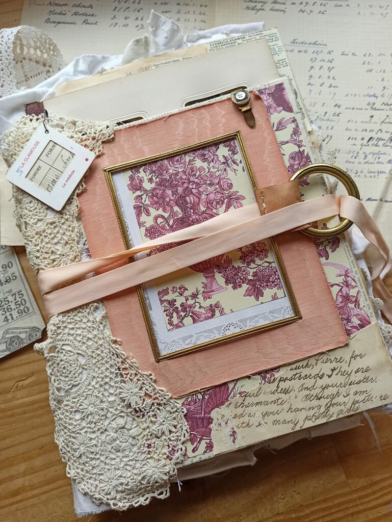 Pink and red junk journal cover