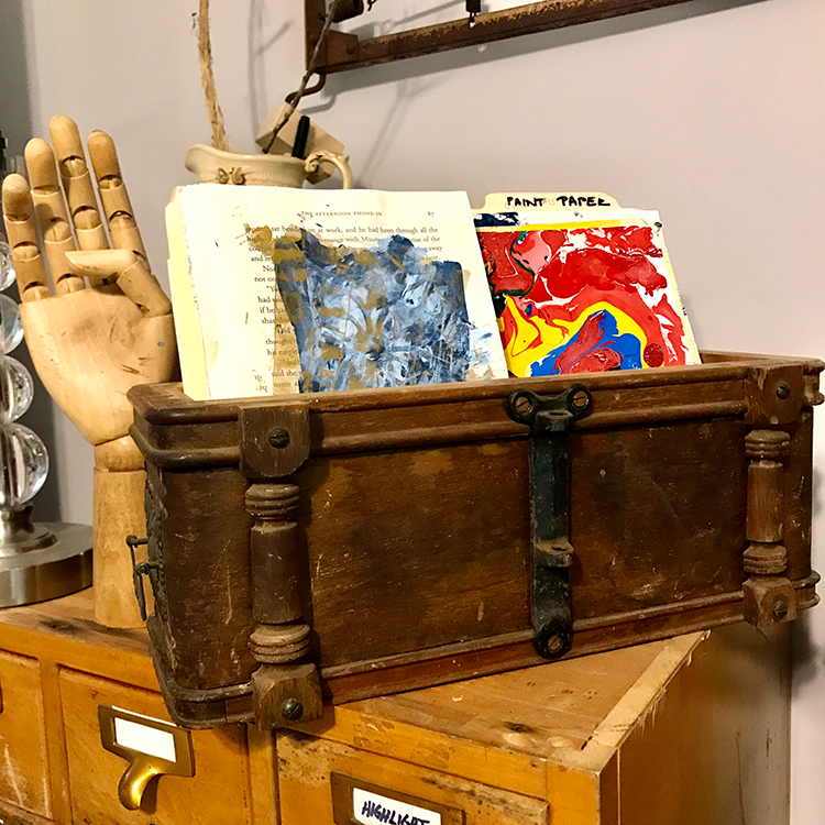 Creative Craft Paint Storage using vintage sewing machine drawers