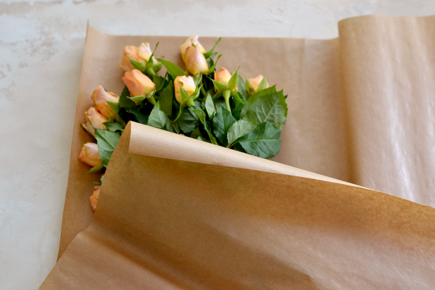 Hand-Crafted Bouquet in Brown Paper