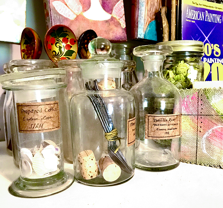 Apothecary jars hold items for crafting