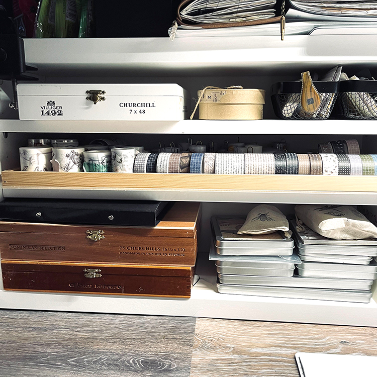 Ikea Storage shelves with make your own storage box idea
