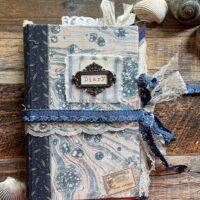 Junk journal cover with marbled fabric