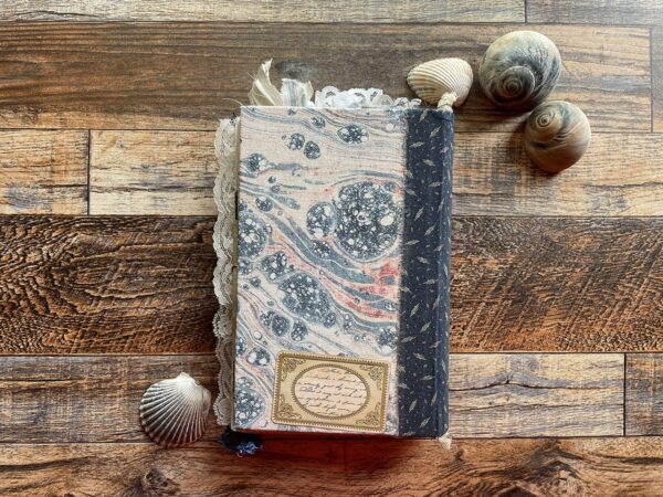 Back cover of marbled junk journal