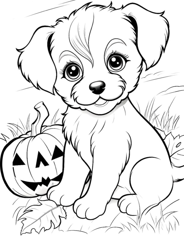 Puppy with Pumpkin