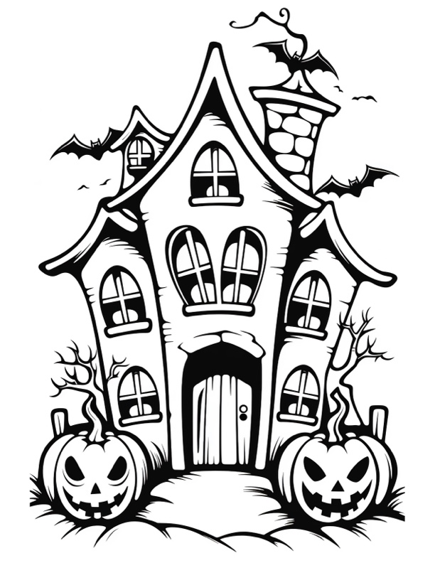 Haunted House Coloring 