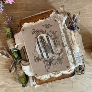 Junk journal cover with dried flowers