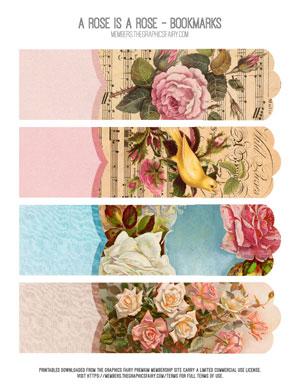 A Rose is a Rose assorted printable bookmarks
