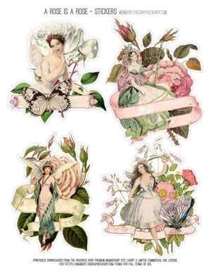 A Rose is a Rose assorted printable stickers