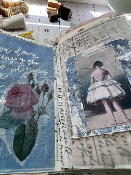 Junk journal spread with dancer