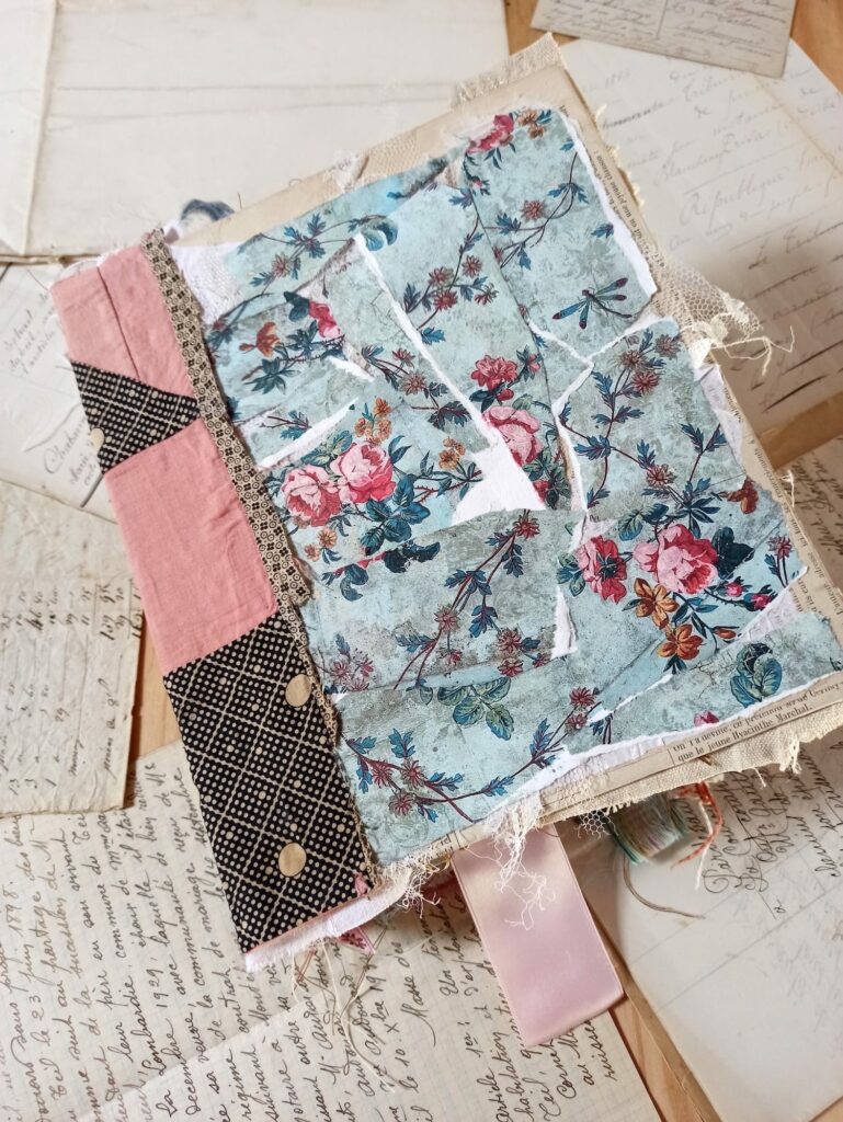 Junk journal with blue floral cover
