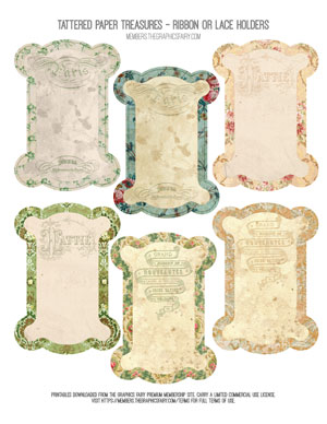 Tattered Paper Treasures assorted printable ribbon or lace holders