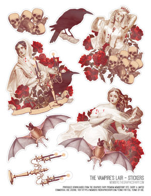 The Vampire's Lair printable assorted sticker sheet