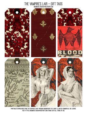 The Vampire's Lair printable assorted gift tags