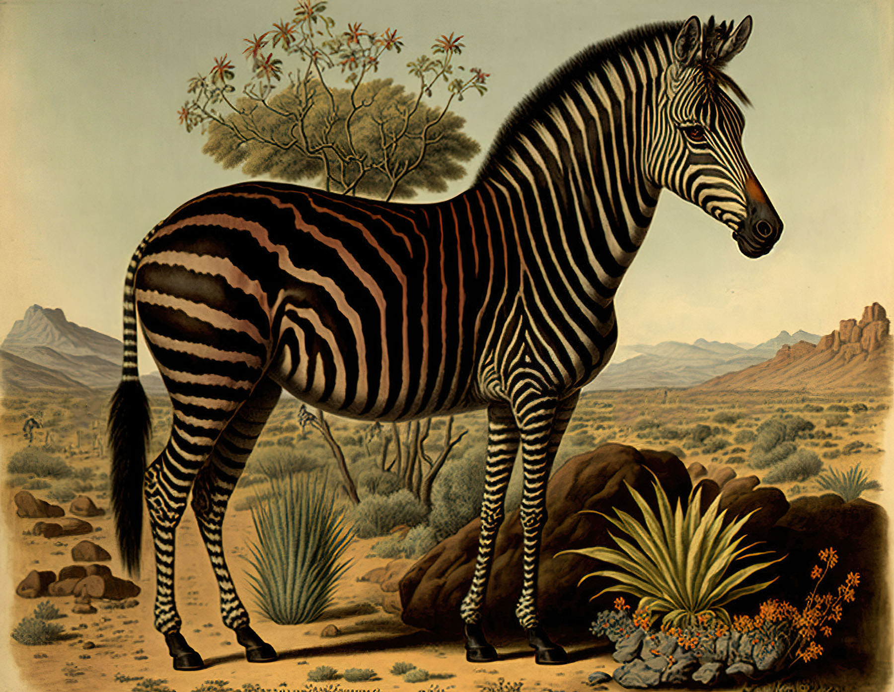 Wild Zebra Picture with flowers