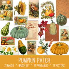 vintage Pumpkin Patch ephemera bundle