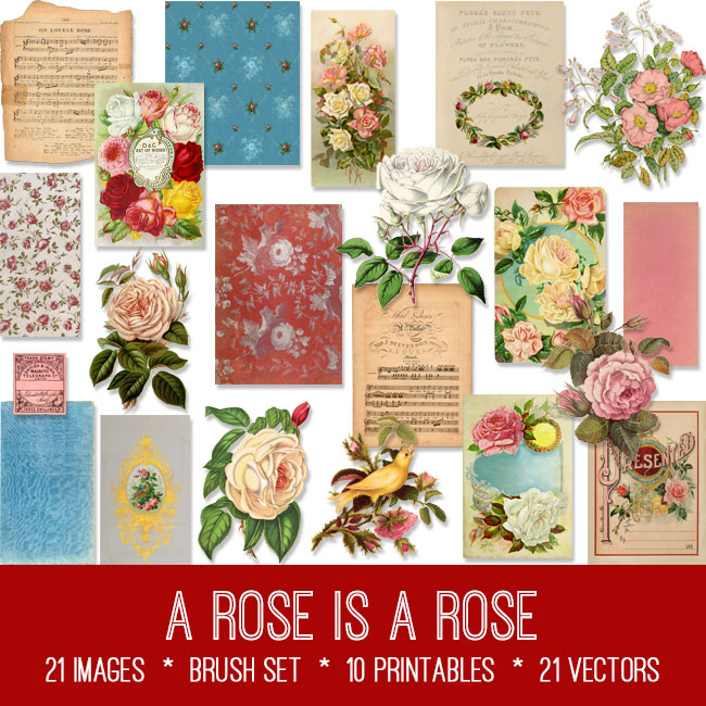 A Rose is a Rose ephemera vintage images