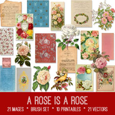 vintage A Rose is a Rose ephemera bundle