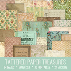 vintage Tattered Paper Treasures ephemera Bundle