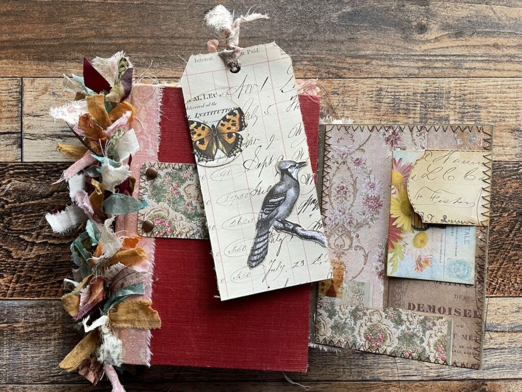 Junk journal cover with bird image